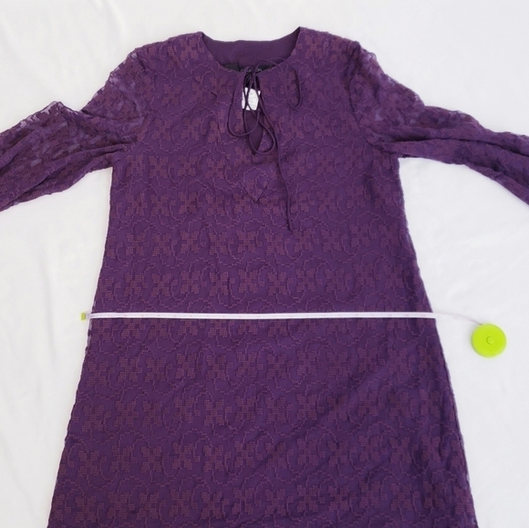 Tt Collection Silk Embroidered Long Sleeve Purple Dress Silk - Picture 8 of 11